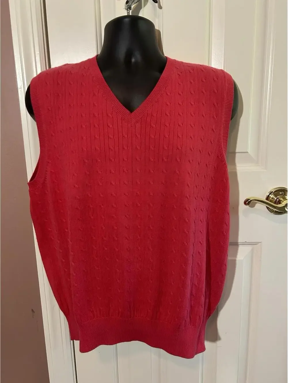 Tommy Hilfiger Golf Sweater Vest Mens Medium Red Cotton